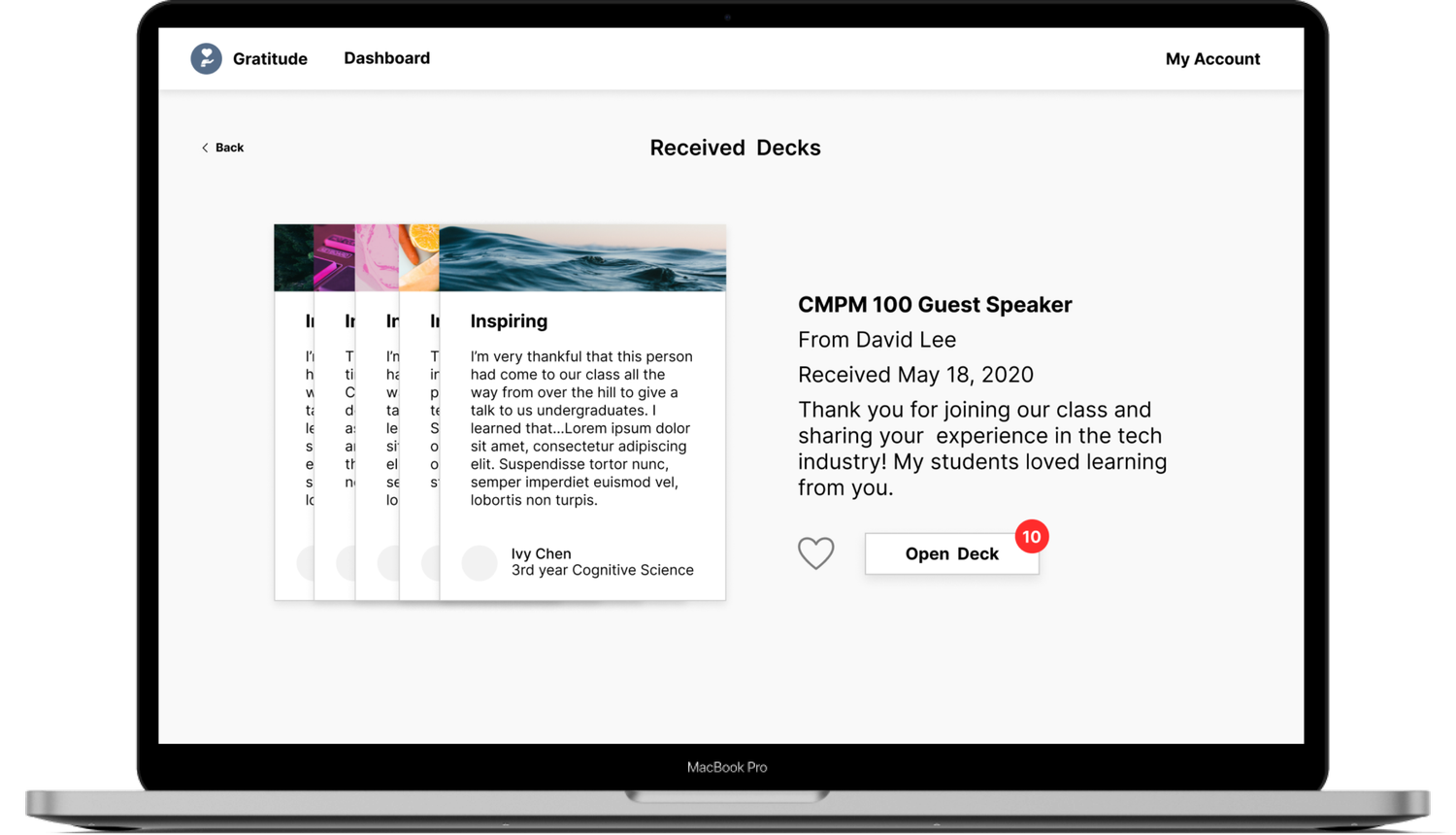 Cherishing old decks — Received Decks UI