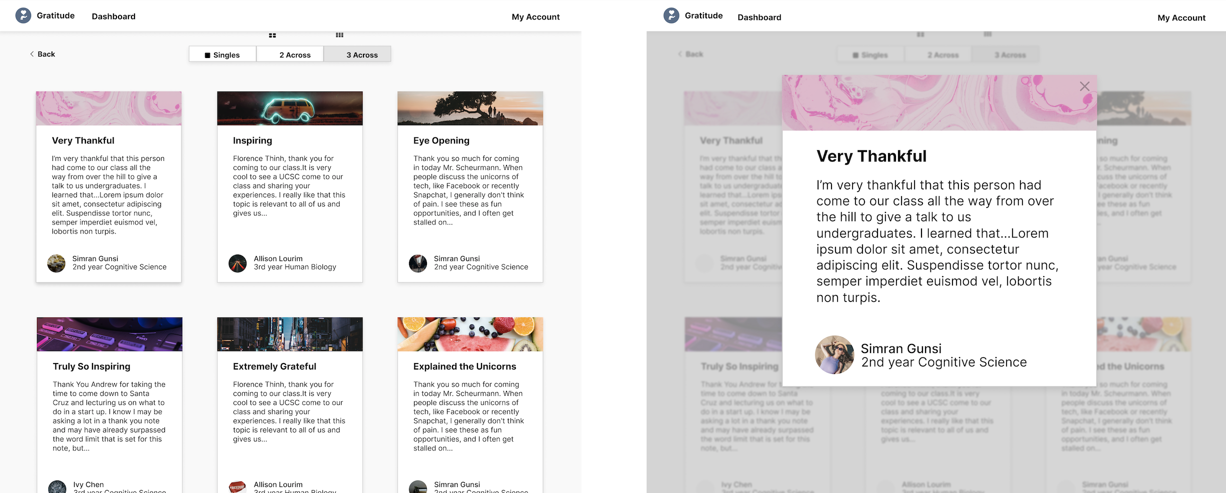 Gallery mode wireframes