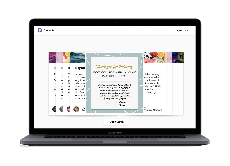 Gratitude platform on MacBook